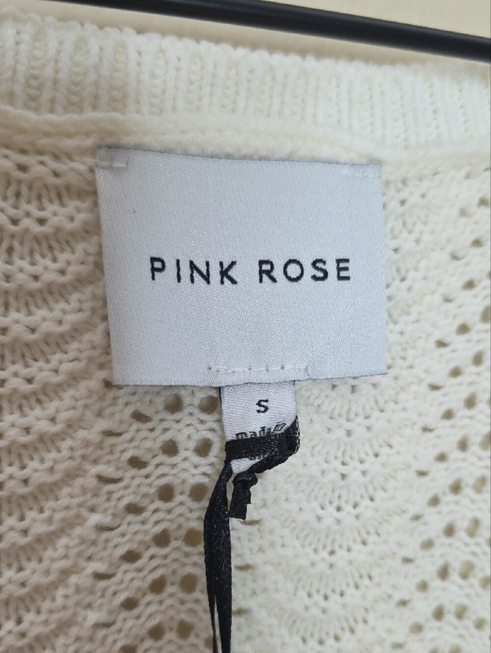 Pink Rose Cream Open Knit Cropped Sweater Size Sm Boho Bell Sleeve Top Coquette - Picture 5 of 12